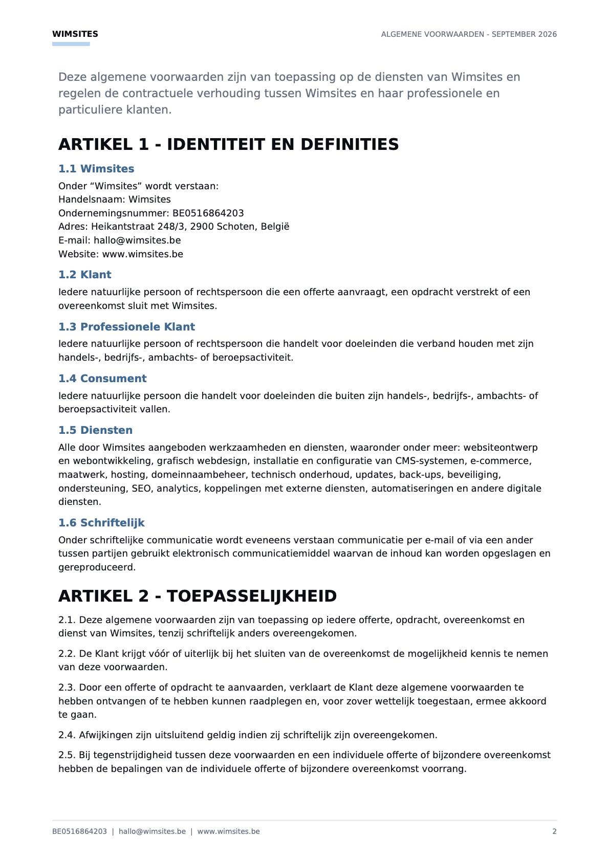 Algemene voorwaarden, pagina 2 van 12