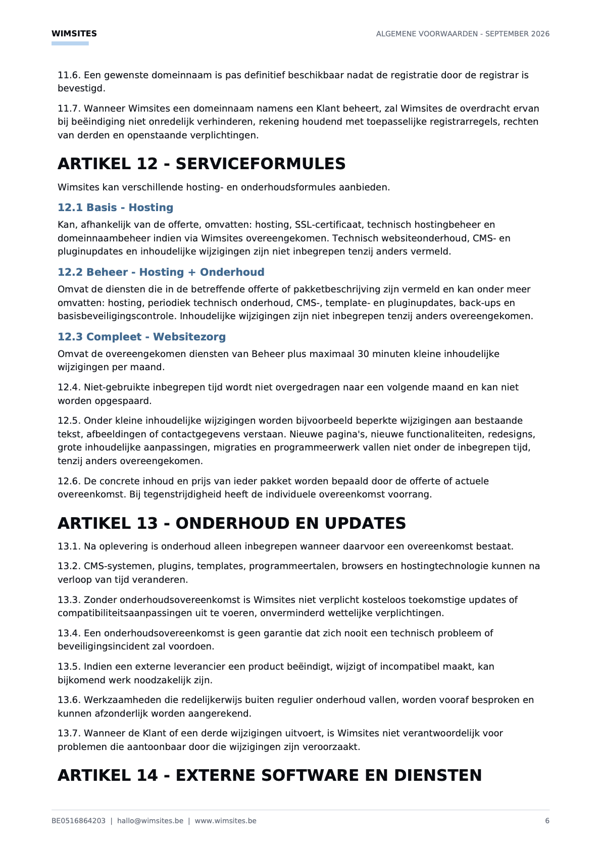 Algemene voorwaarden, pagina 6 van 12