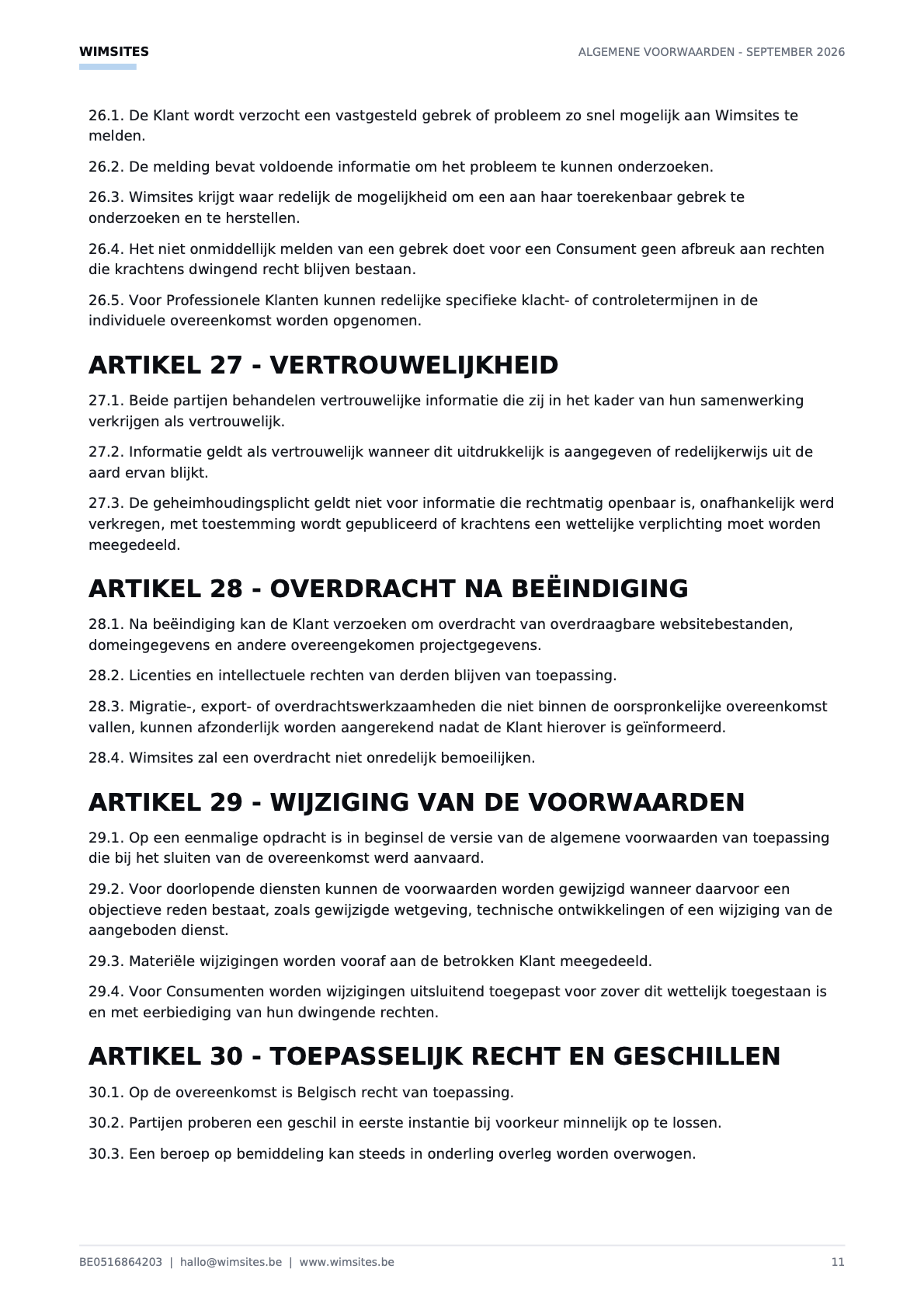 Algemene voorwaarden, pagina 11 van 12