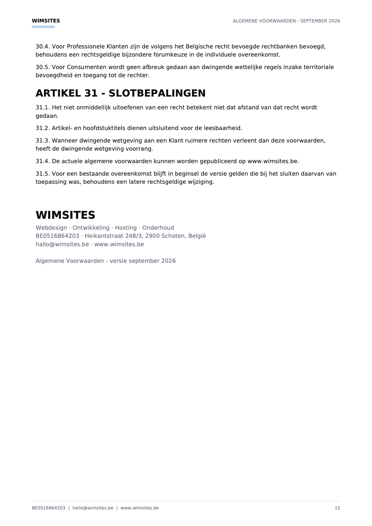 Algemene voorwaarden, pagina 12 van 12
